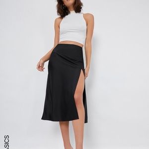 Black Midi Skirt Silky